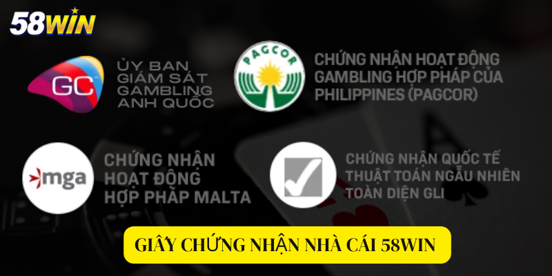 Giấy chứng nhận nhà cái 58win